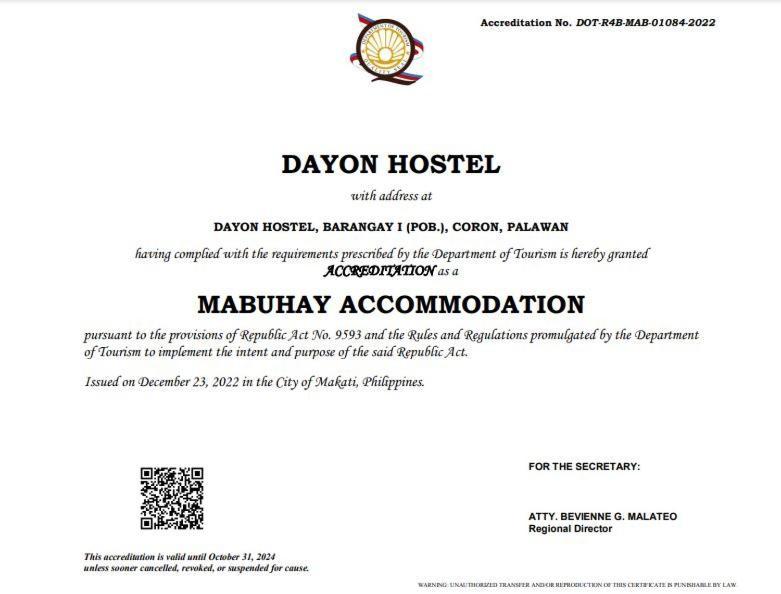 Dayon Hostel Coron Dış mekan fotoğraf